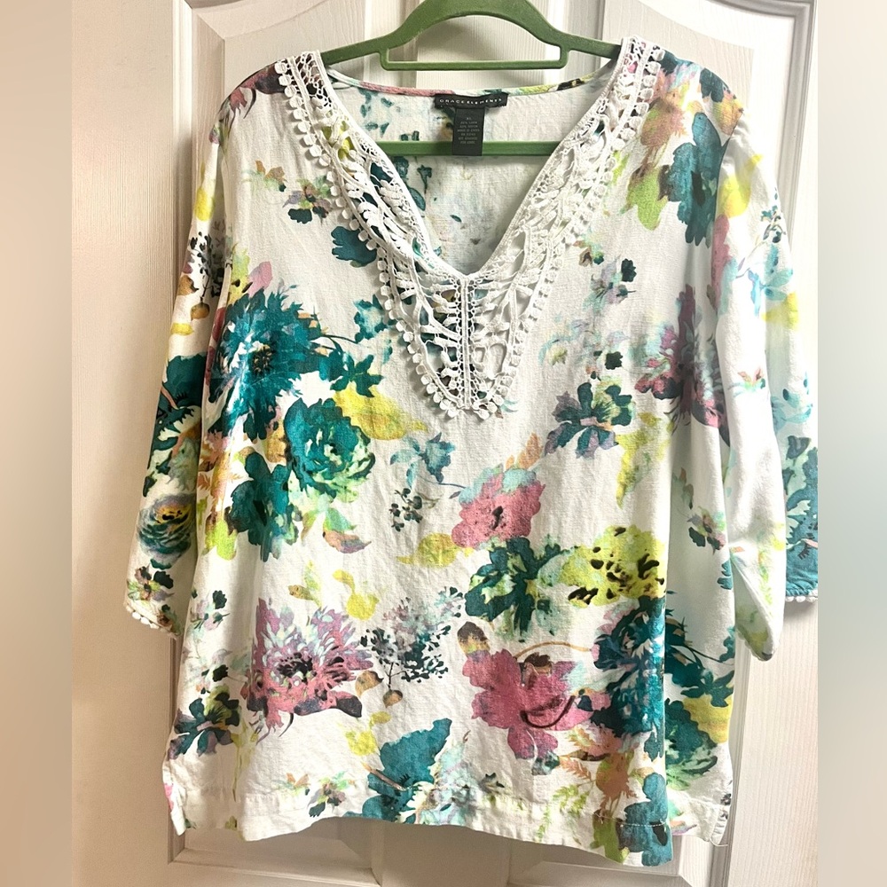 Grace Elements Multicolor Floral Lace Tunic